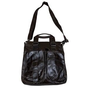Leather Messenger Bag Crossbody Shoulder Dark Brown Laptop Briefcase Work Travel